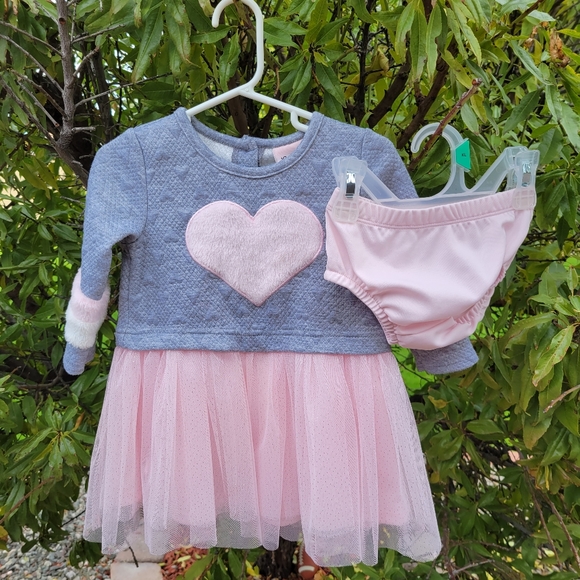 Little Lass Girls Heart Pink and Rose Gold Glitter Tutu Dress Size 18 M - Picture 2 of 9
